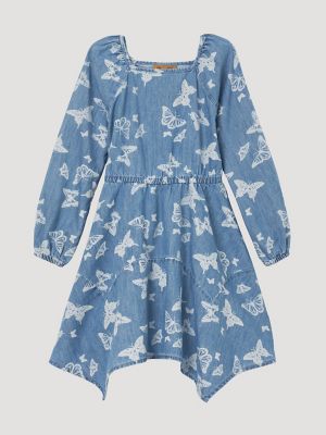 Denim peasant outlet dress