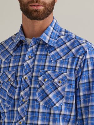 Men's Wrangler Retro® Long Sleeve Sawtooth Snap Pocket Western Shirt ...