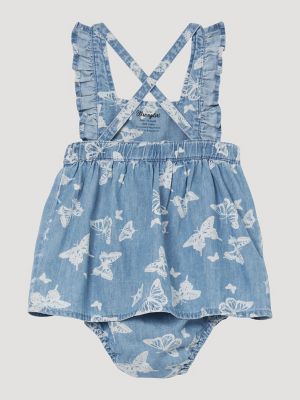 Little Girl's Denim Pinafore Dress in Blue