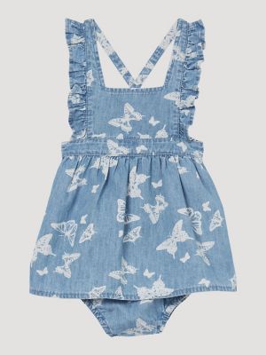 DENIM PINAFORE DRESS - Blue