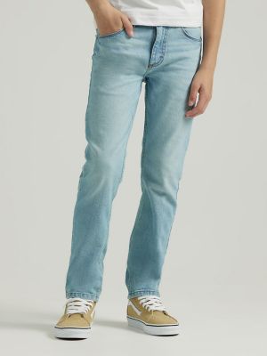 Wrangler Boy's Indigood Slim Straight Jean with Adjust-to-Fit Waistband, Sizes 4-16, Slim & Husky, Size: 14, Blue