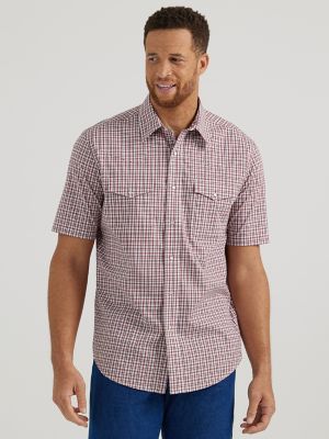 Men's Wrinkle Resist Short Sleeve Western Snap Plaid Shirt