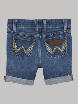 Girl's Cuffed Raw Hem Denim Shorts