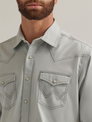 Wrangler Retro® Premium Long Sleeve Linen Western Snap Shirt