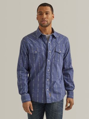  Lucky Brand Men's Indigo Western Long Sleeve Shirt