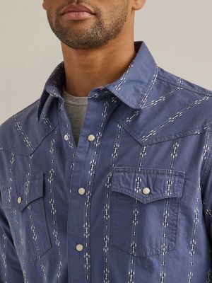 INDIGO PRINTED WESTERN LONG SLEEVE SHIRT