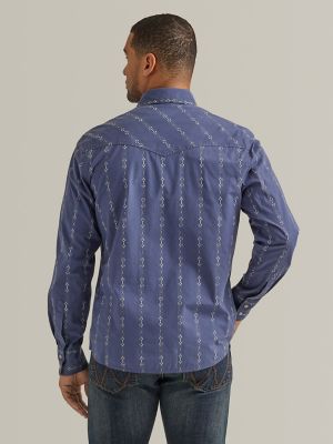 PRINTED INDIGO WESTERN LONG SLEEVE SHIRT