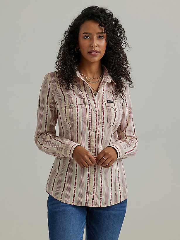 Women's Wrangler Retro® Slim Stripe Western Snap Shirt