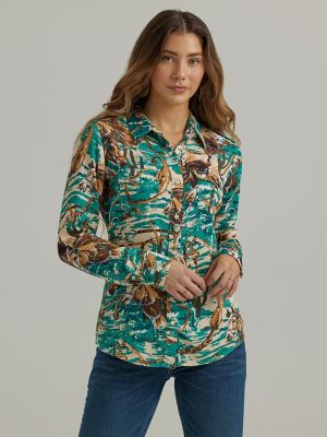 Wrangler Women's Retro Southwestern Snap Shirt Medium