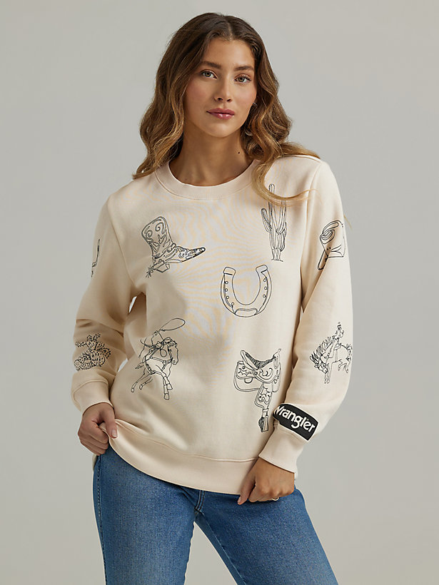 Women's Wrangler Cowboy Icons Pullover Sweatshirt