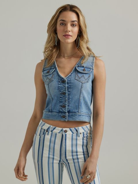 Женские жилеты Wrangler Women's Wrangler Western Denim Vest Shirt