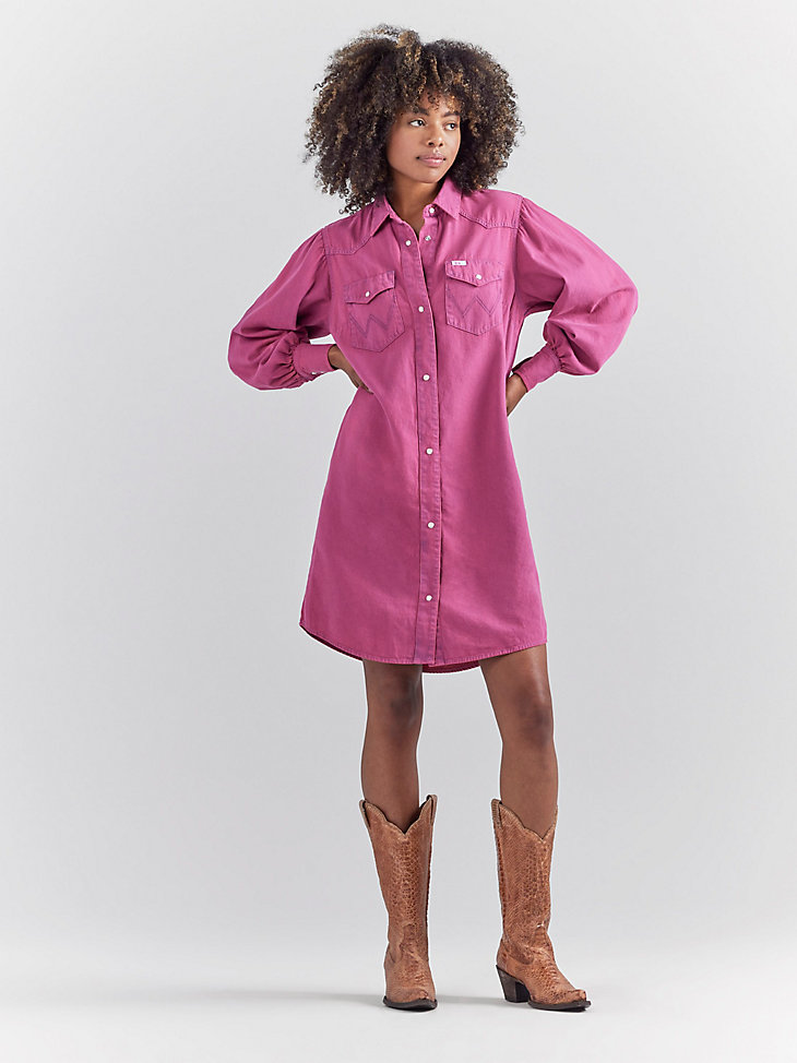 Wrangler x Barbie™ Western Shirt Dress in Dreamy Pink alternative view
