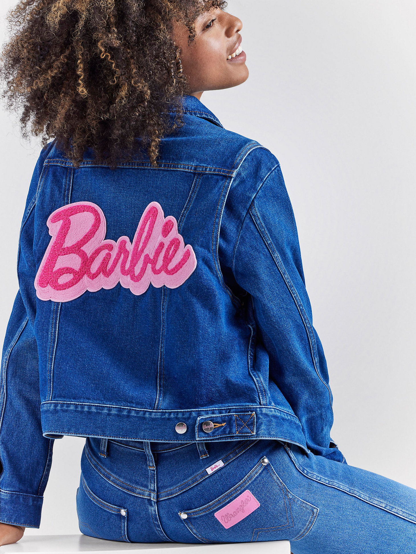 Wrangler x Barbie™ Zip Front Denim Jacket in Wrangler Blue alternative view 2