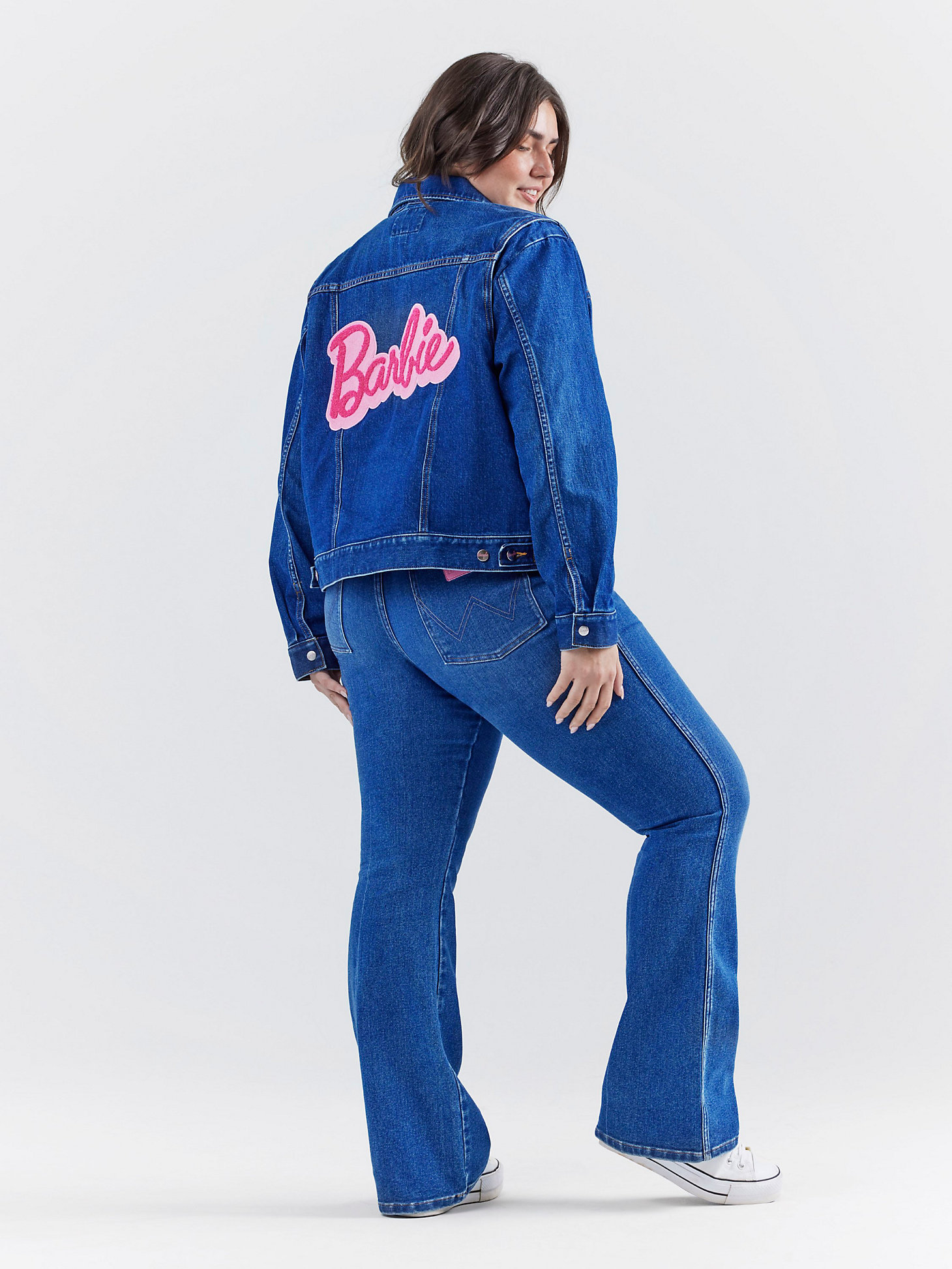 Wrangler x Barbie™ Zip Front Denim Jacket in Wrangler Blue alternative view 5