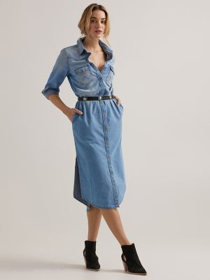 Women's Wrangler Retro® Long Sleeve Denim Midi Dress