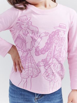  Barbie Toddler Girls Knotted Long Sleeve Graphic T