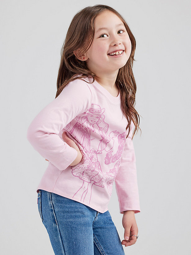 Wrangler x Barbie™ Girl's Graphic Long Sleeve Tee in Orchid Pink