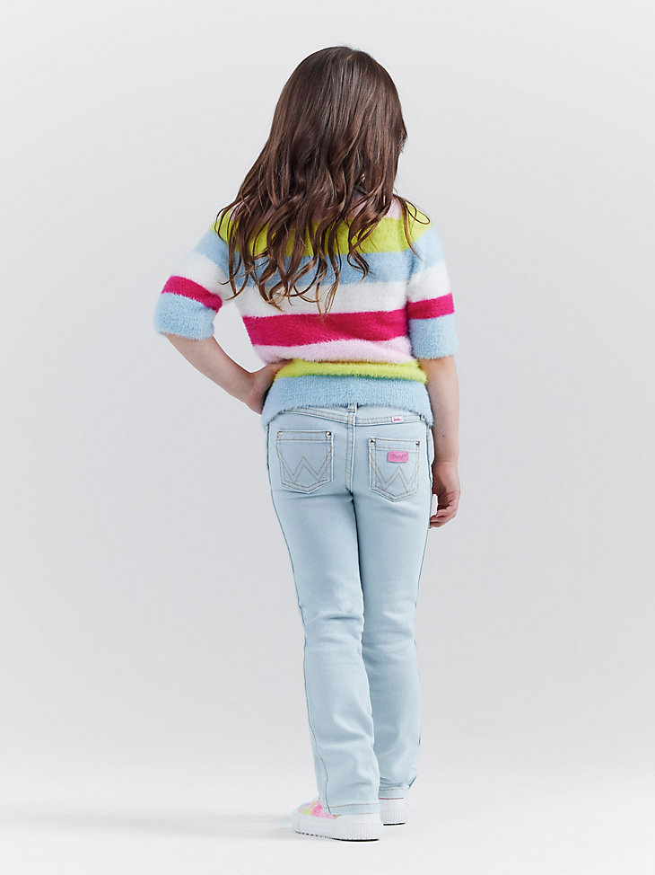 Wrangler x Barbie™ Girl's Fuzzy Sweater in Rainbow Stripe alternative view 4