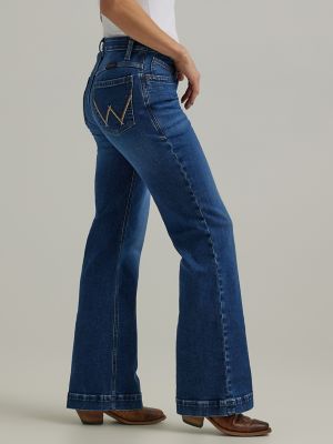 Blue Low Rider slit-hem flared jeans, Re/Done