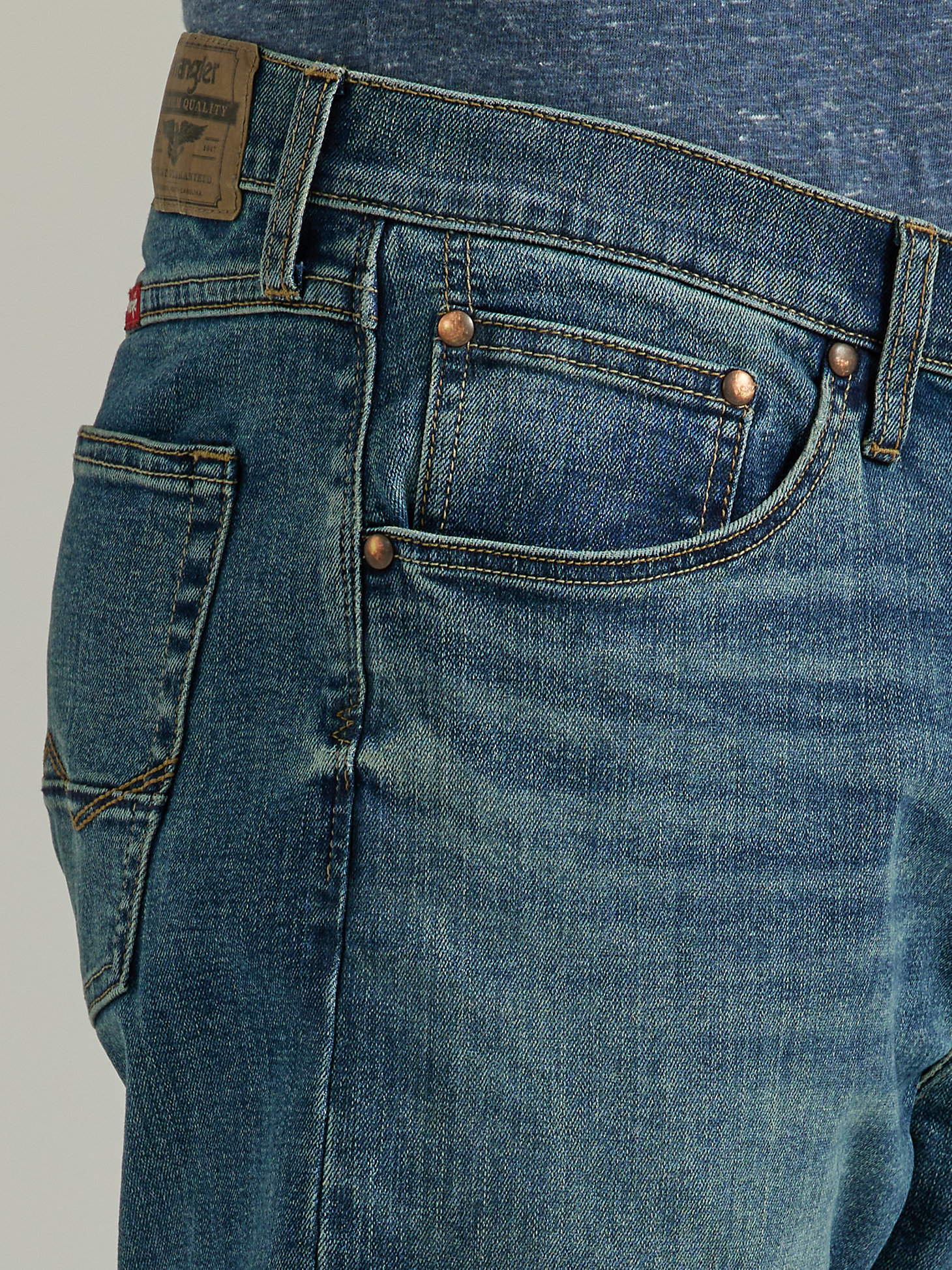 Wrangler® Men's Five Star Premium Flex Relaxed Fit Bootcut Jean in Summit alternative view 5