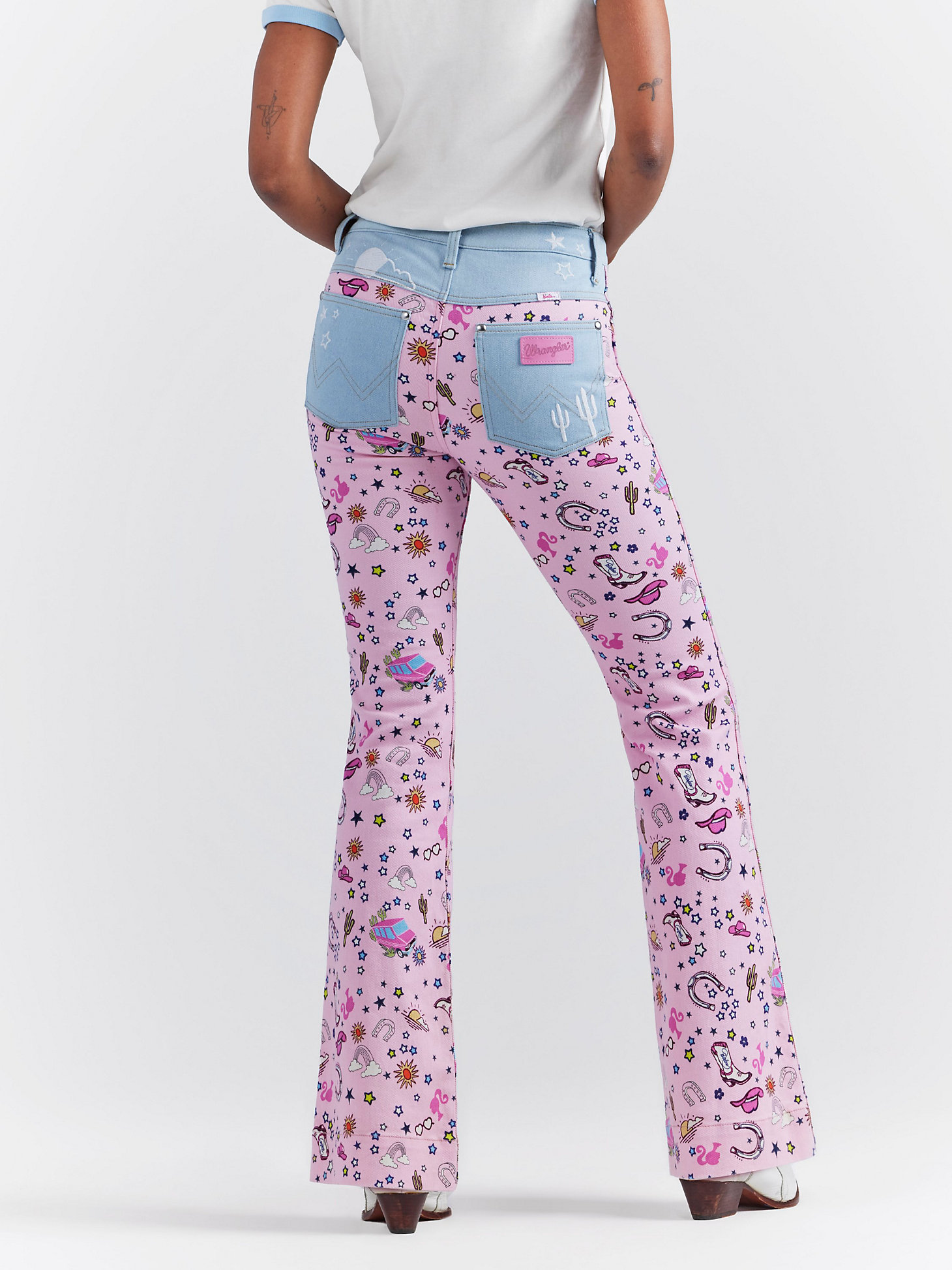 Wrangler x Barbie™ Retro High Rise Trouser Jean in Pinnacle Pink alternative view 4