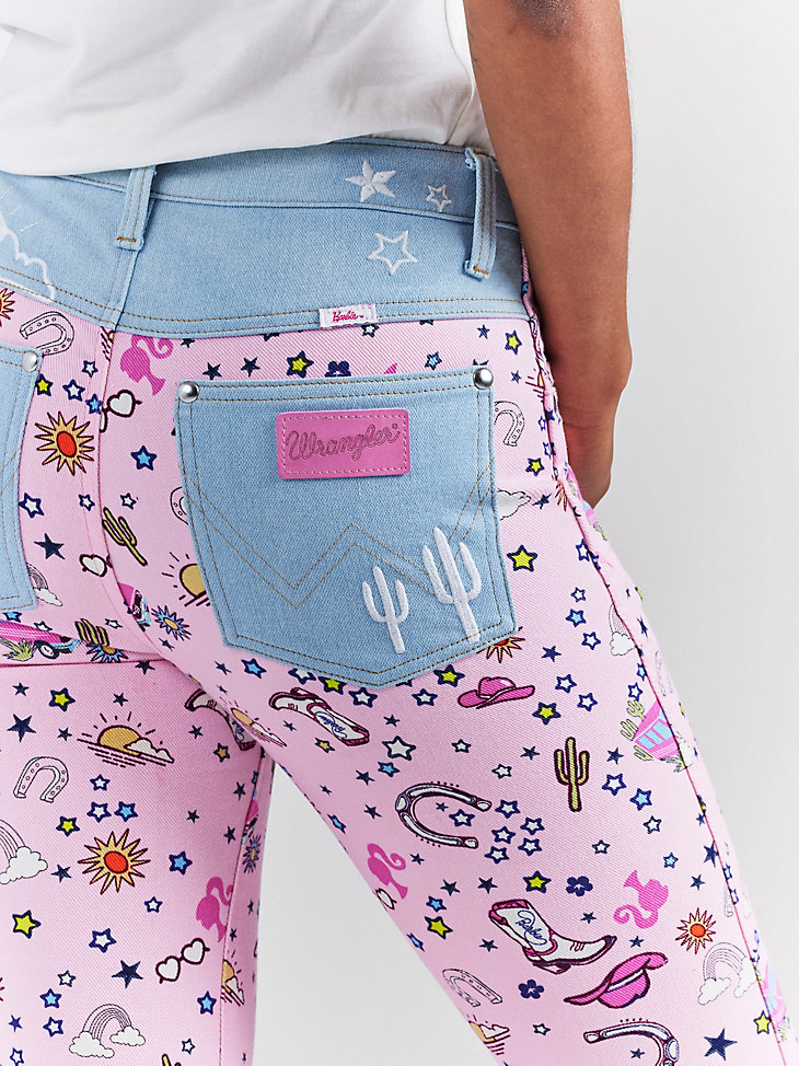Wrangler x Barbie™ Retro High Rise Trouser Jean in Pinnacle Pink alternative view 5