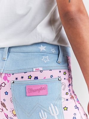 Playful Denim Leggings with Daisy Patches