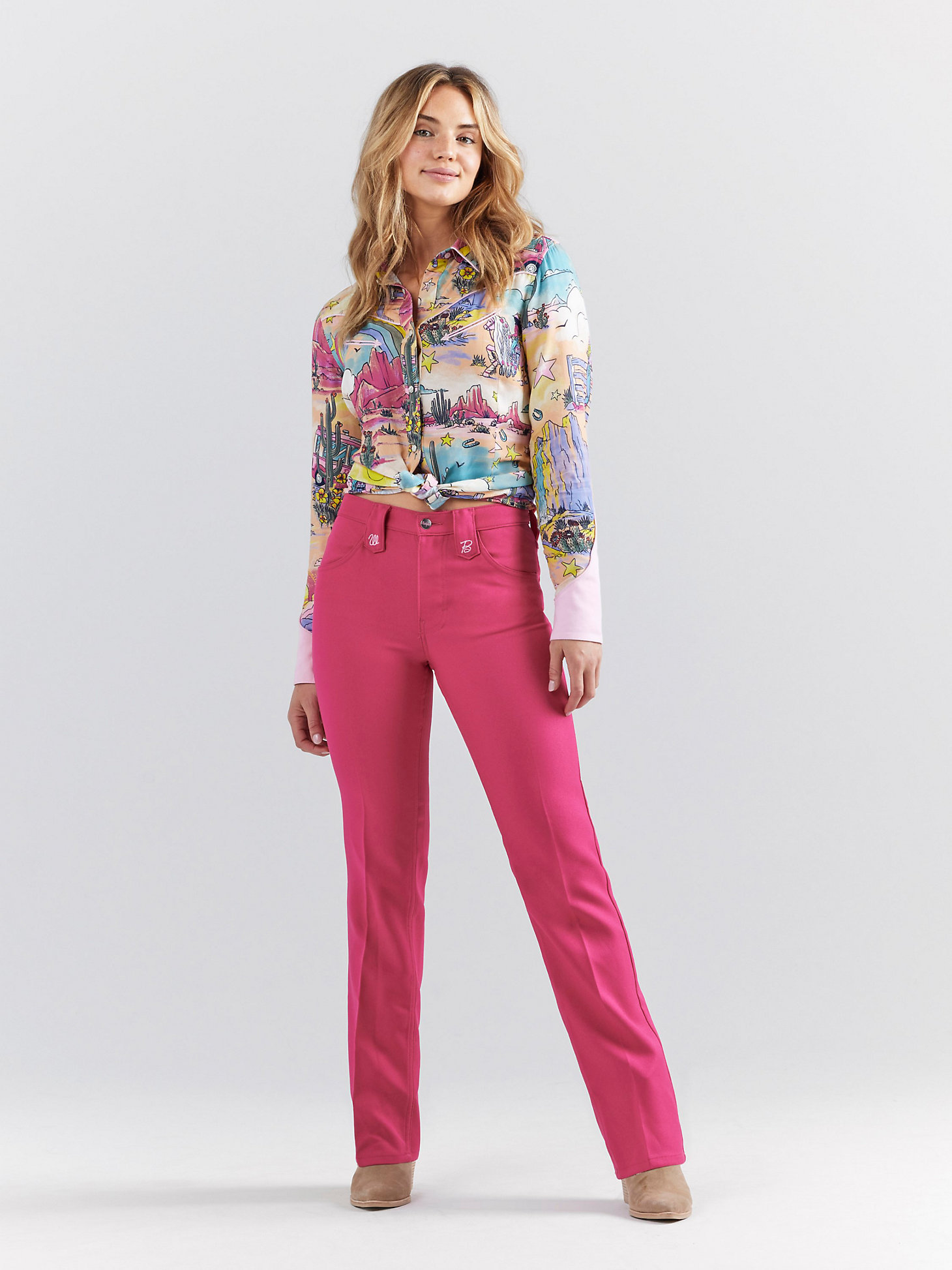 Wrangler x Barbie™ High Rise Wrancher Pant in Barbie Pink alternative view 3