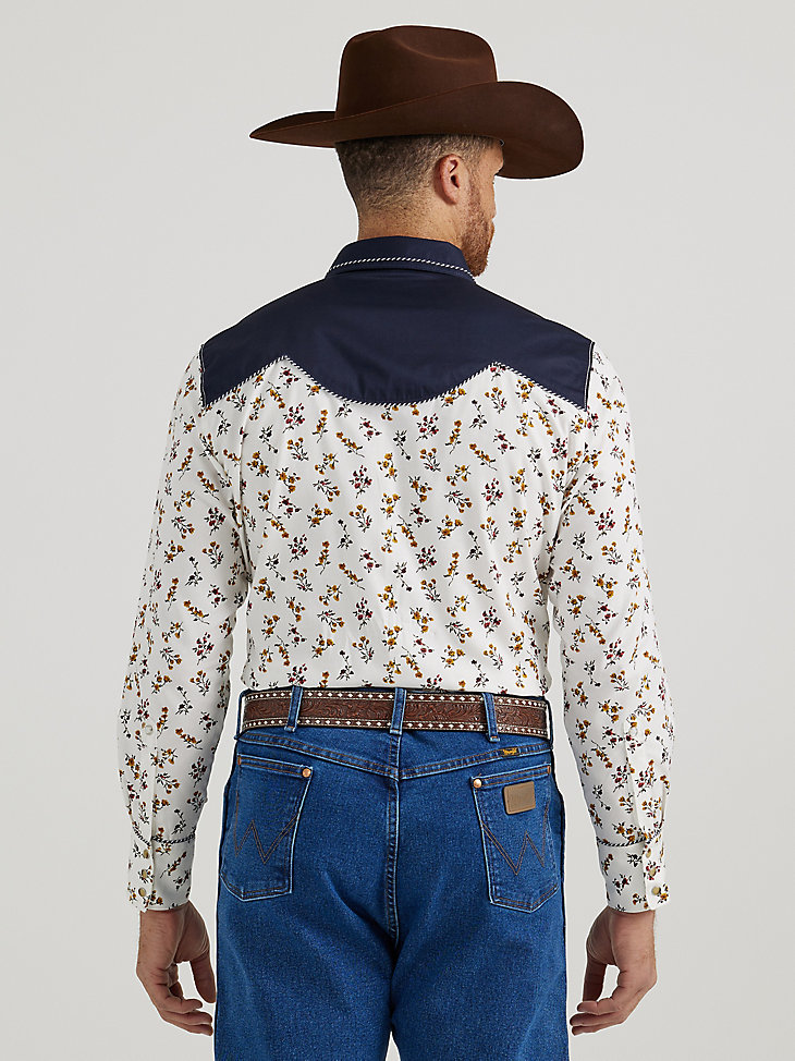 Wrangler® Rodeo Ben Western Snap Shirt in Floral Tan alternative view 4