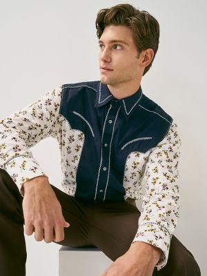 Western Classic Pearl Snap Shirt in Navy MEN – Colbert Clothing