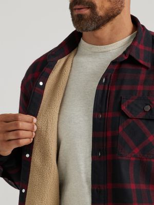 Men's Wrangler® Heavyweight Plaid Sherpa Lined Shirt Jacket