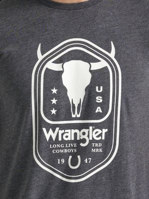Wrangler Mens Steer Cowboyboys T-Shirt Jet Black Size S