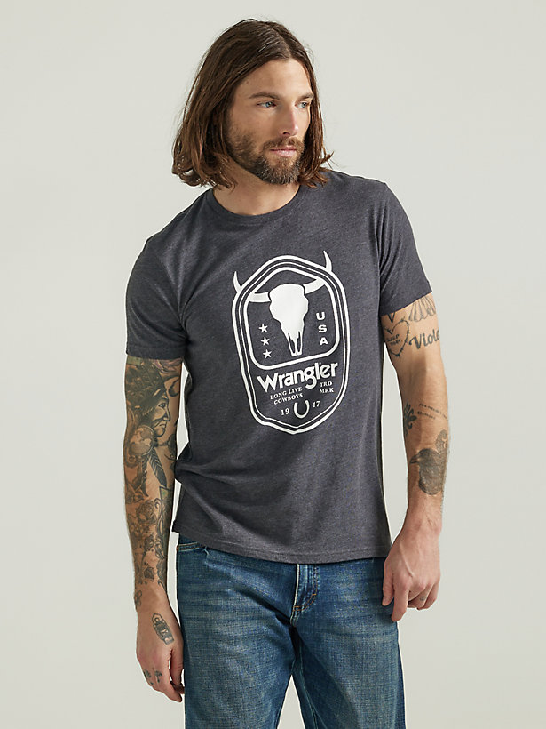 Men's Steer Cowboys T-Shirt in Jet Black