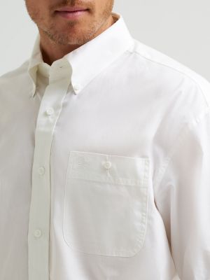 Men's George Strait & Wrangler® National Patriot™ Button Down Solid Shirt in White alternative view 4