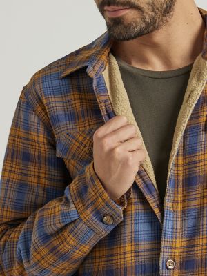 Men's Wrangler® Heavyweight Plaid Sherpa Lined Shirt Jacket