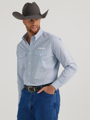 Men's Wrangler® Logo Long Sleeve Button-Down Print Shirt