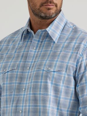 Men's Wrinkle Resist Long Sleeve Western Snap Plaid Shirt