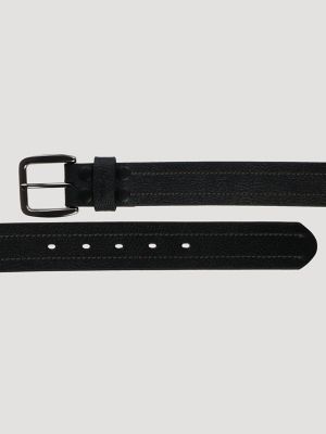 Men's Pebble Grain Leather Belt in Black