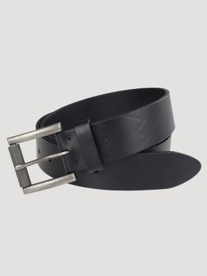 Men's Stitched Leather Belt in Black main view