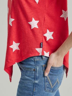 Women's Starry Trapeze Tank in Flag Red