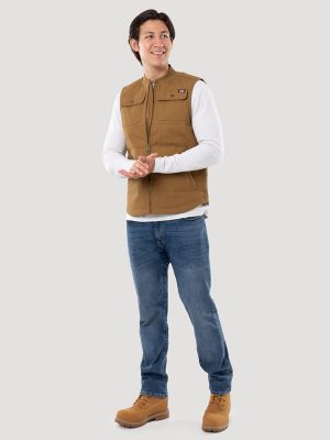 Wrangler men's flex work vest with comfort fleece online hood