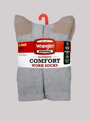 Wrangler Men's Cushion Crew Works Socks, 6 pack