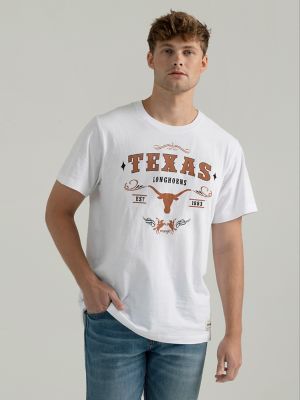 Men's Wrangler Collegiate Bucking Long Sleeve T-Shirt in University of Texas