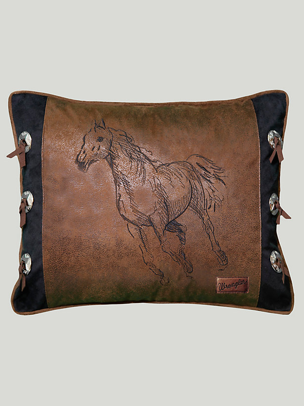 Wrangler Faux Leather Horse Decorative Throw Pillow