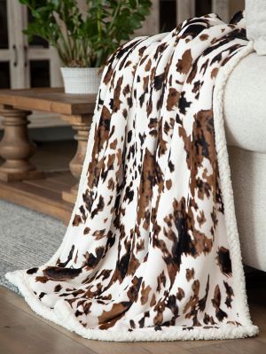 Wrangler Tricolor Cowhide Plush Throw Blanket