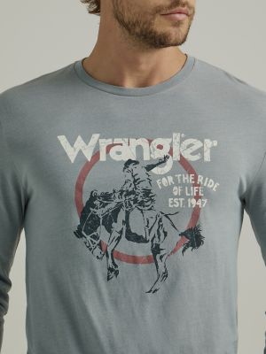 Wrangler Mens Desert Bronco T-Shirt Pewter Size M