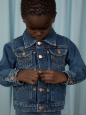 Mini Rodini x Wrangler Peace Dove Denim Jacket in Blue