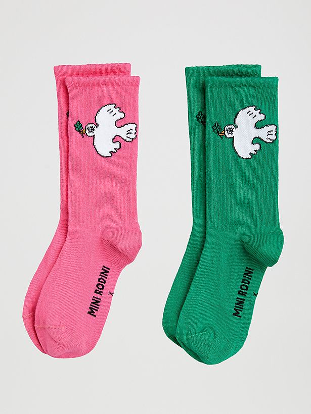 Mini Rodini x Wrangler Peace Dove Kids Socks (2-Pack) in Multicolor