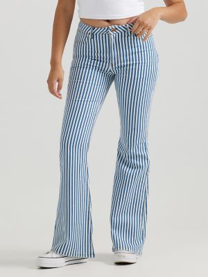 Stripe flare outlet trousers