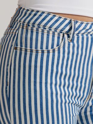 Blue and white striped jeans